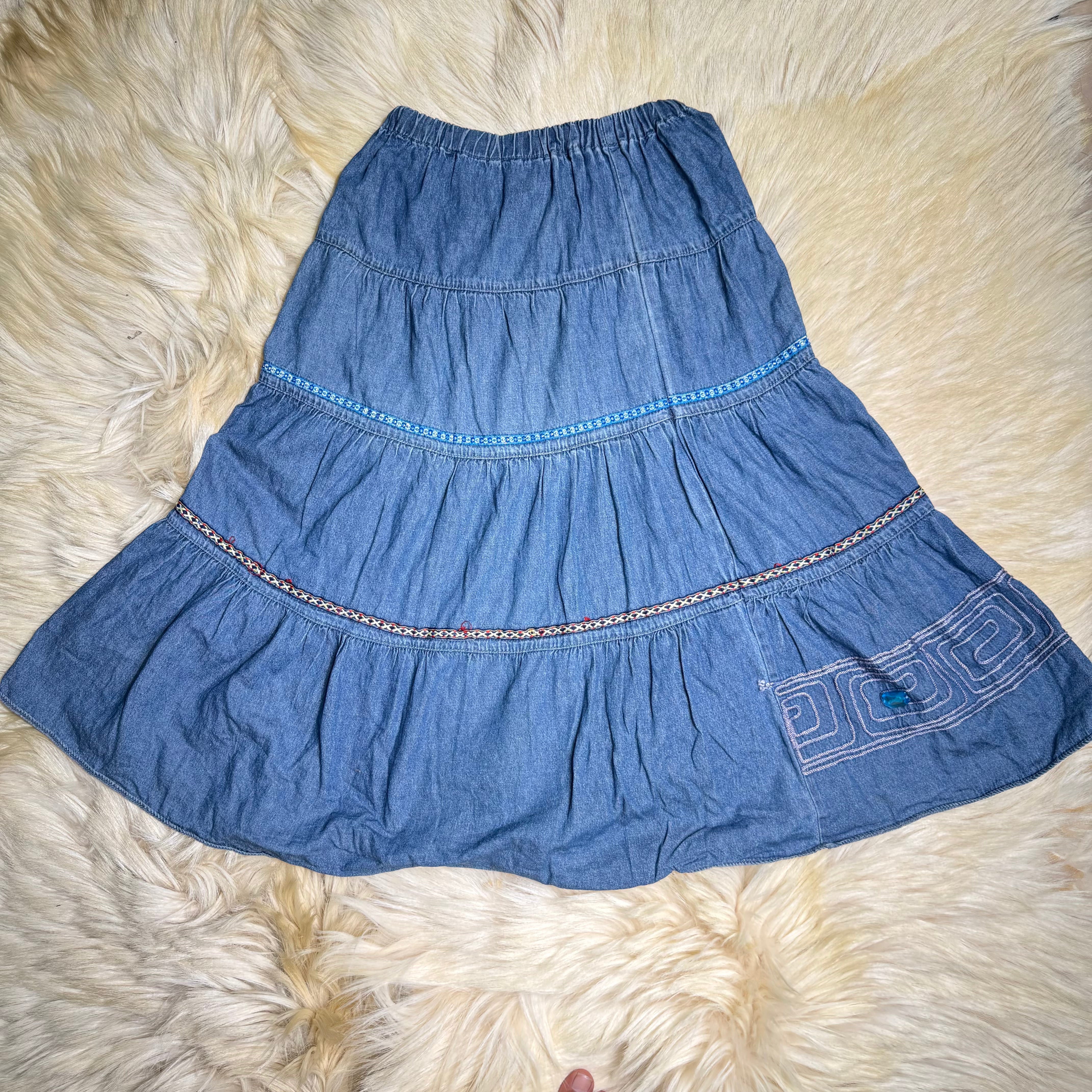 Denim Flowy Skirt