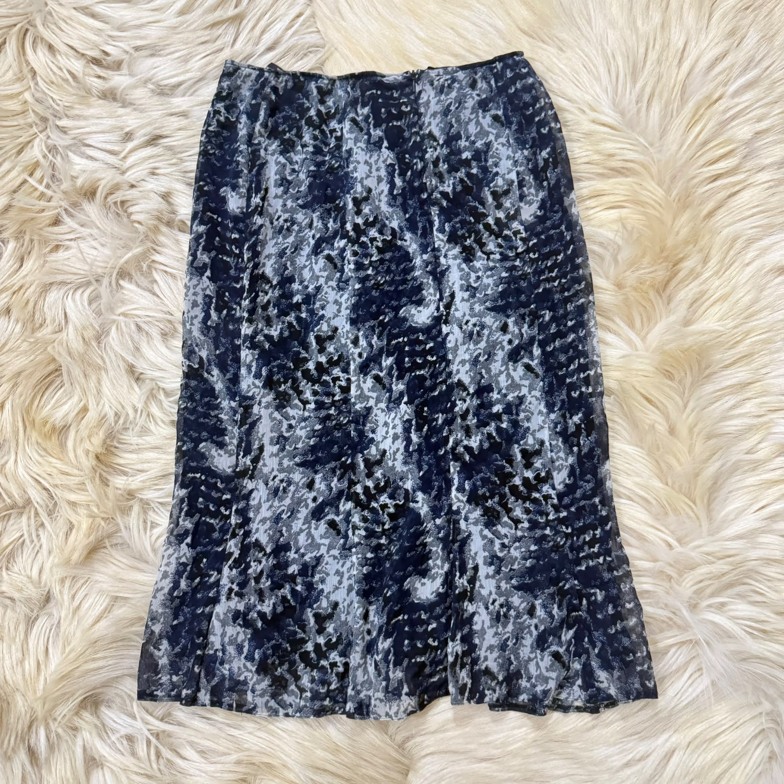 Dark Blue Abstract Print Skirt