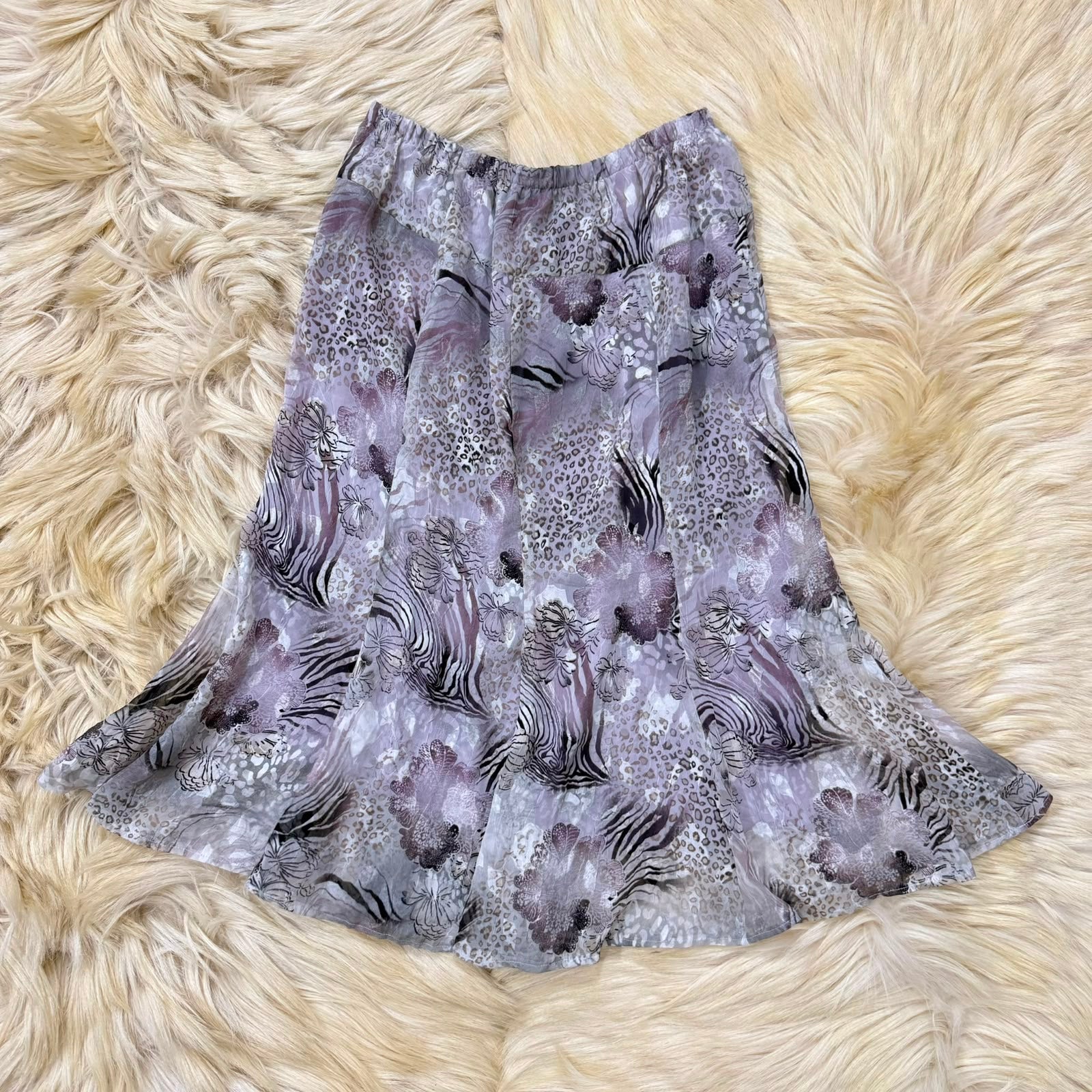 Lavender Mixed Print Skirt