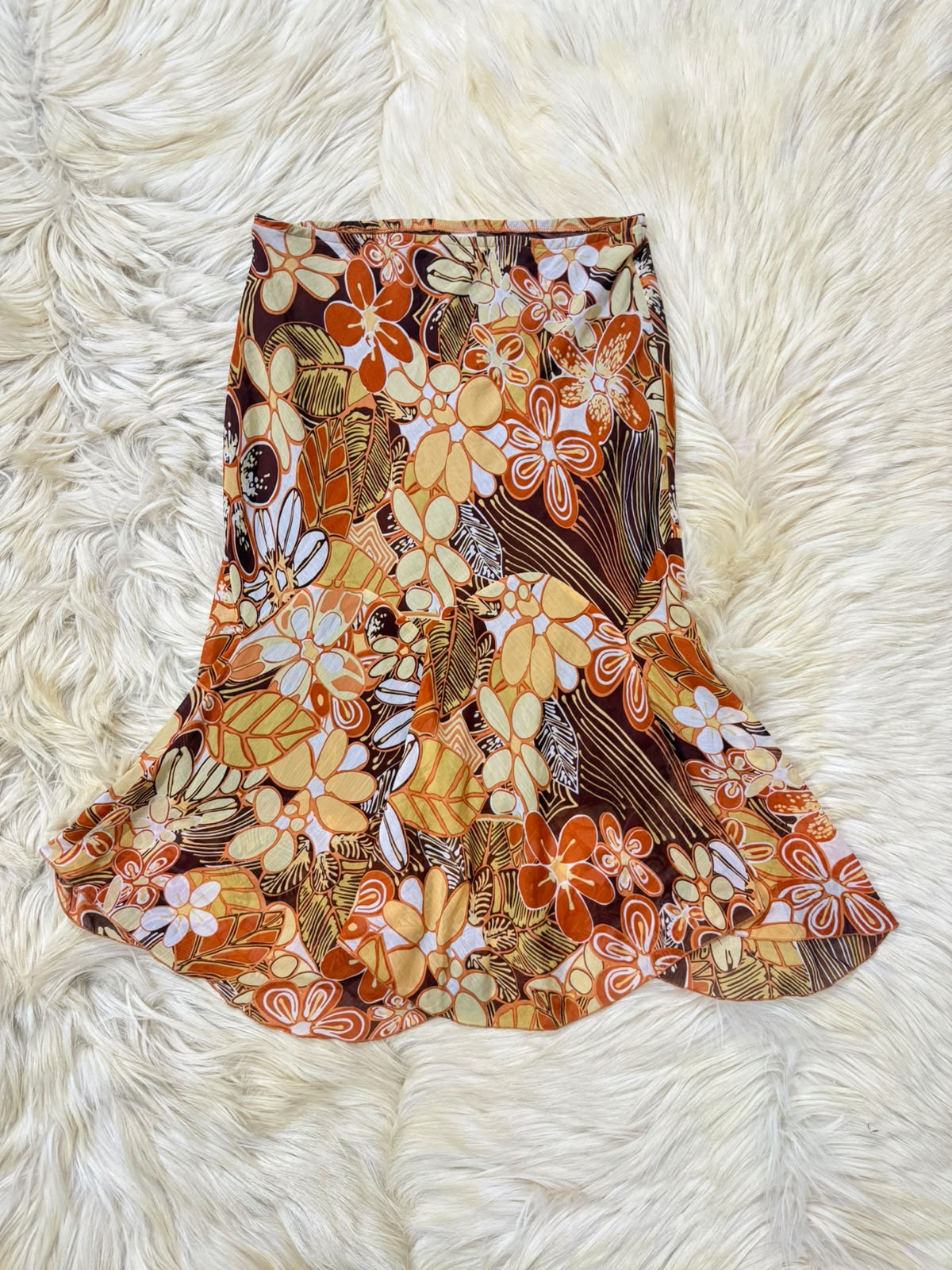 Orange Floral Skirt