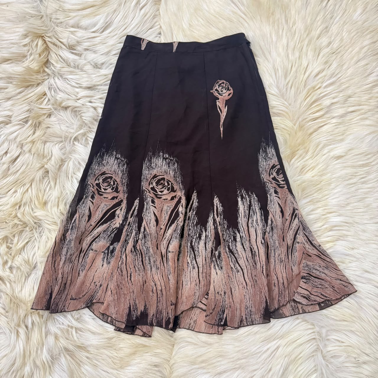 Dark Brown Printed Skirt