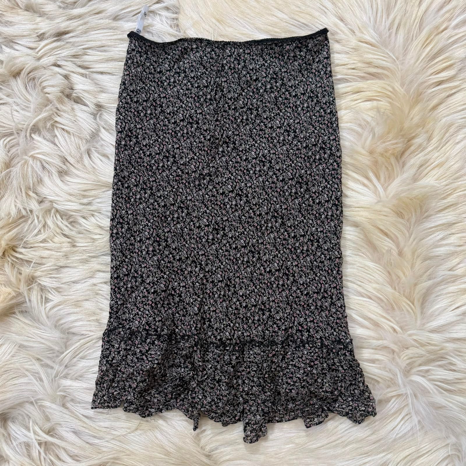 Black Ditsy Floral Skirt
