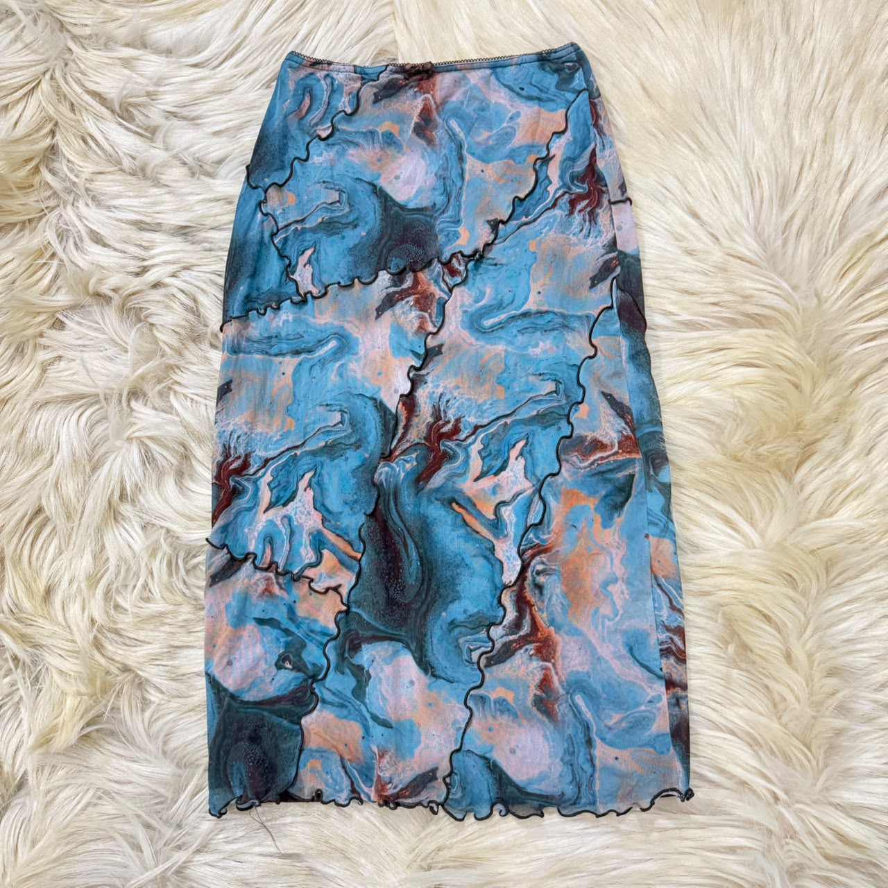 Blue Marble Print Skirt