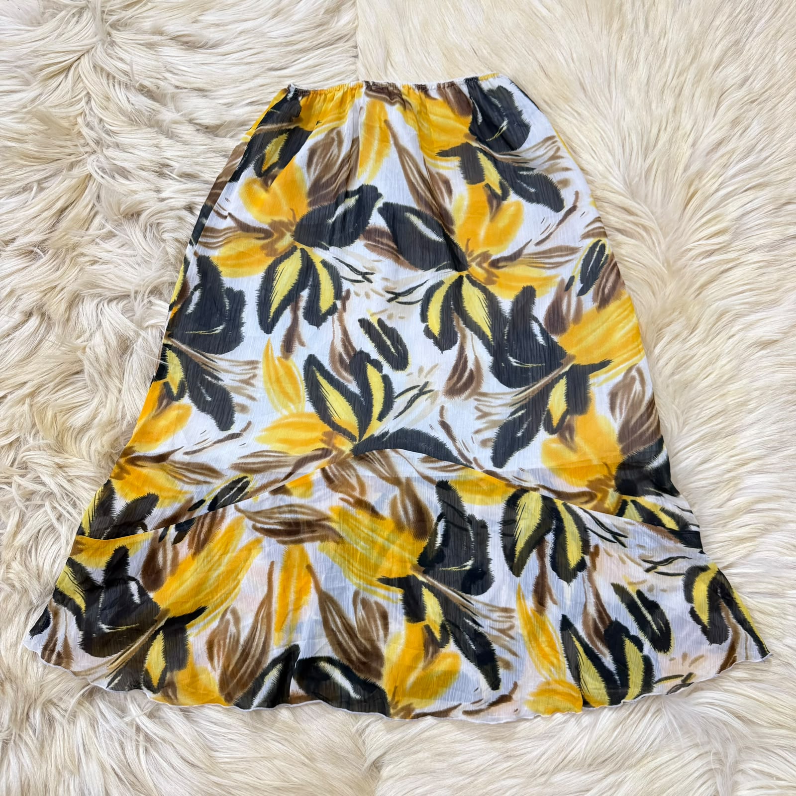 Yellow Abstract Floral Skirt