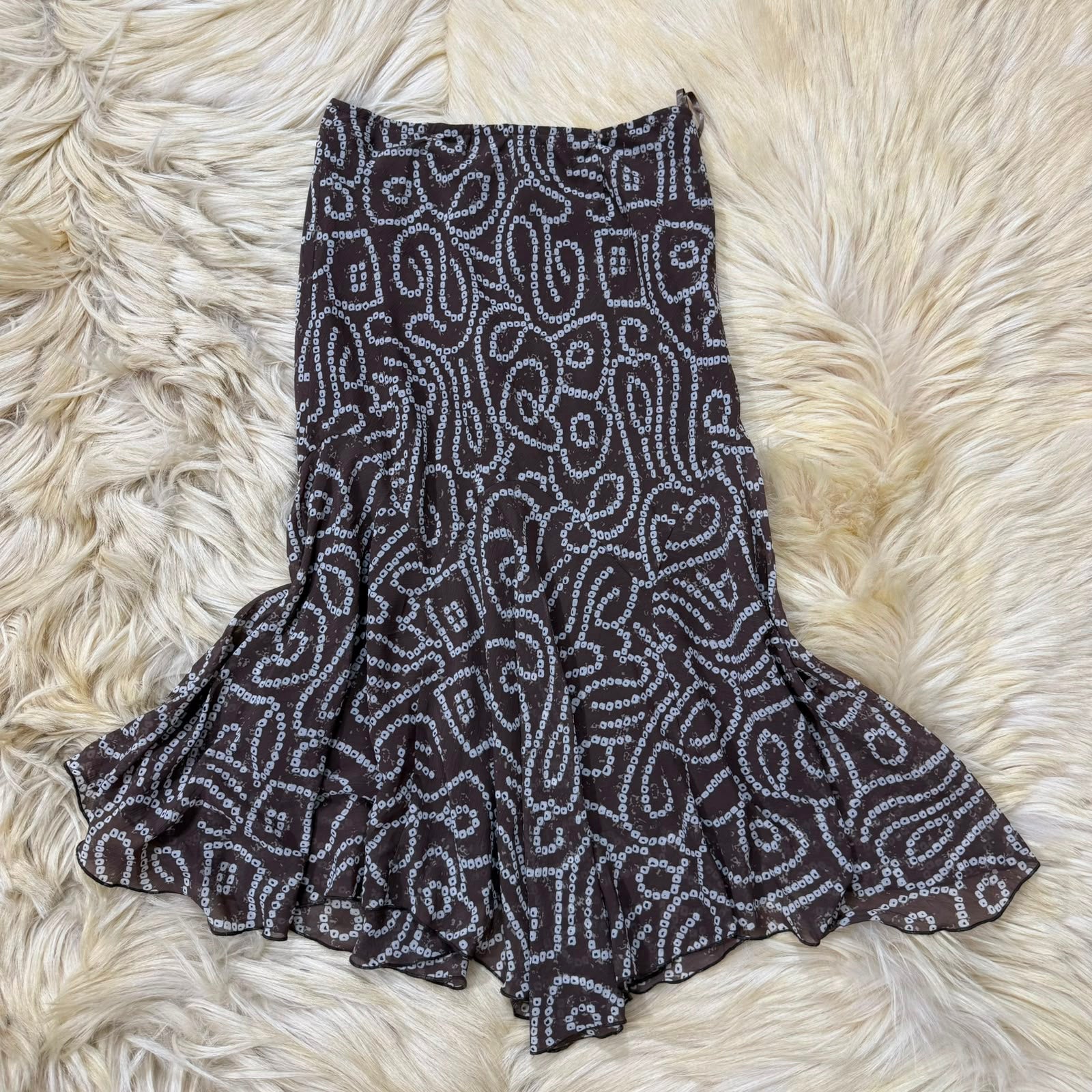 Brown Flowy Printed Skirt