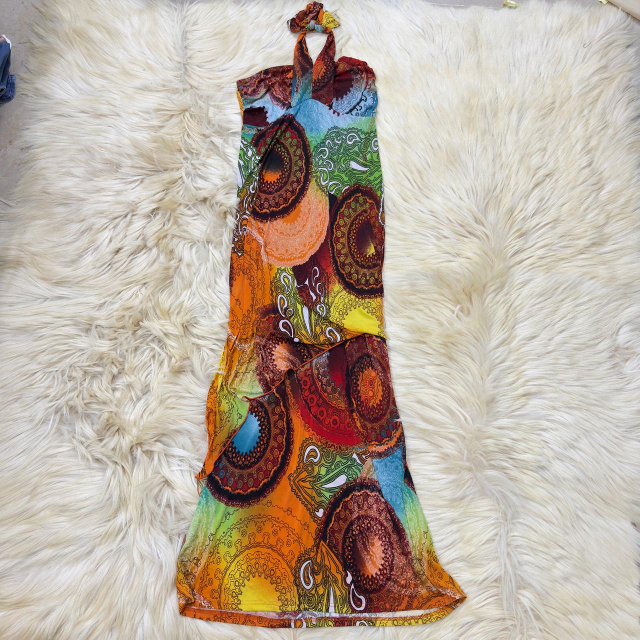 Bohemian Abstract Print Halter Neck Dress
