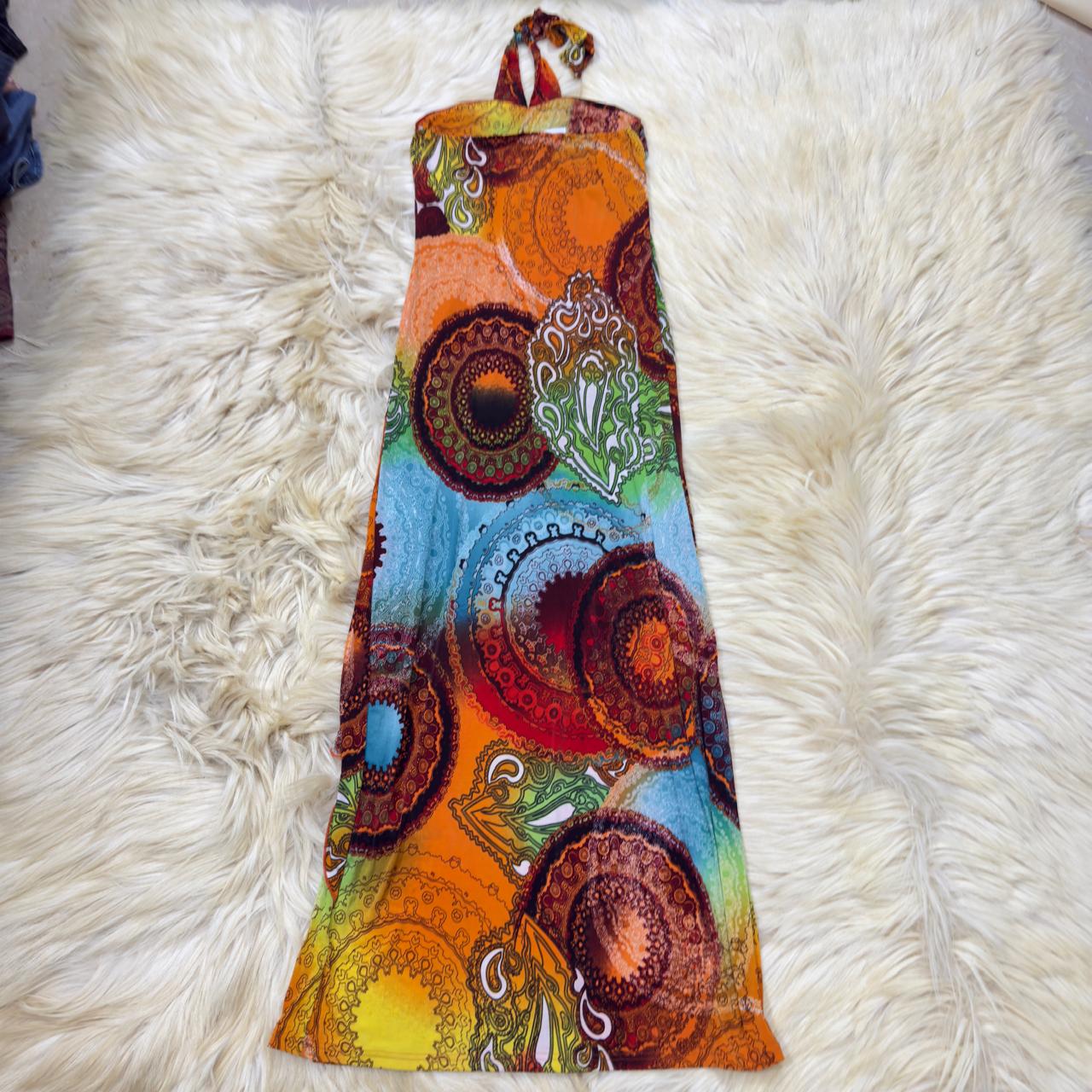 Bohemian Abstract Print Halter Neck Dress