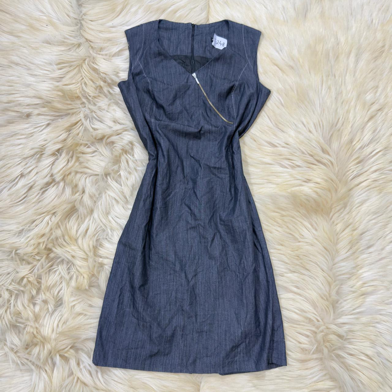 Grey Sleeveless Denim Dress