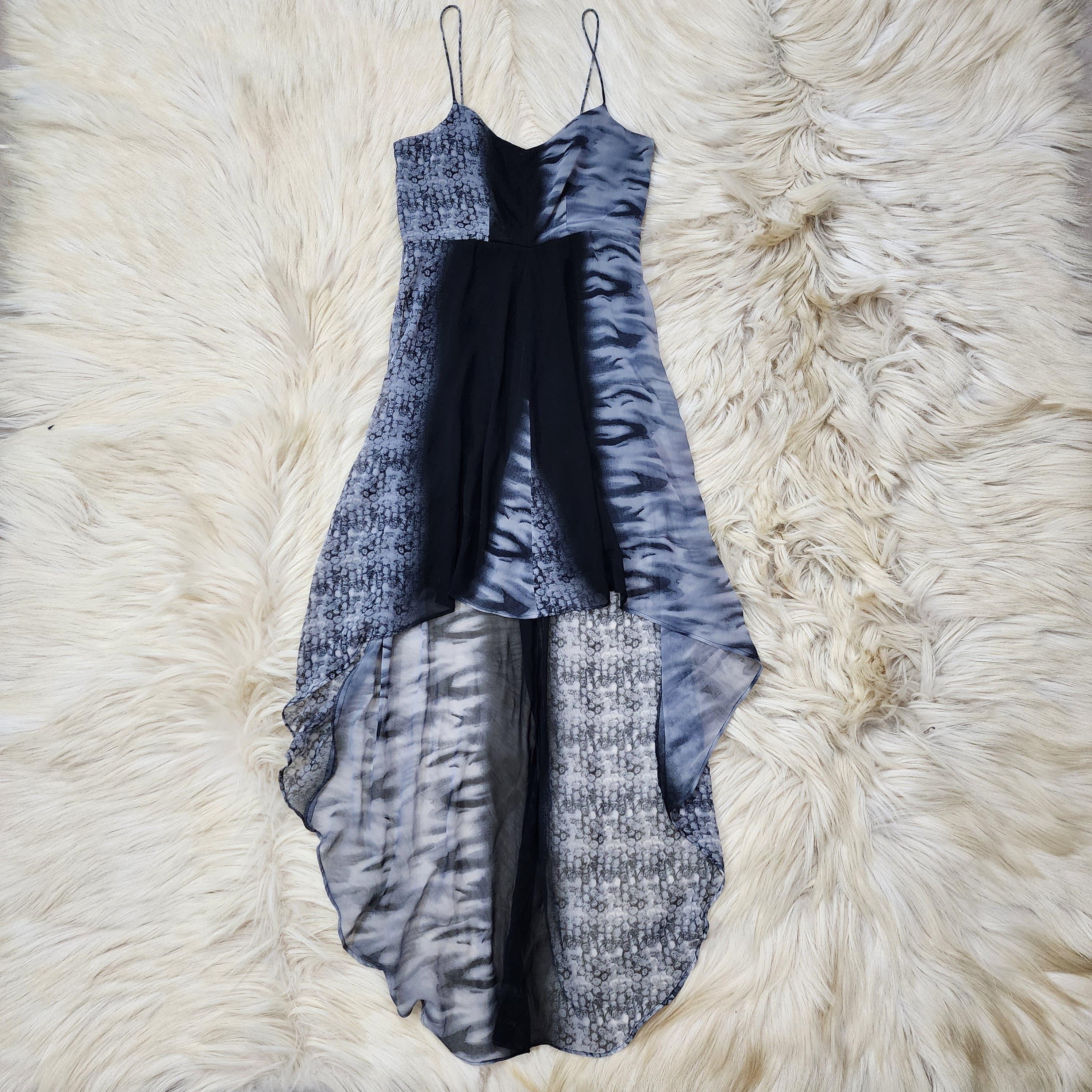 Grey And Black Abstract Print Dress