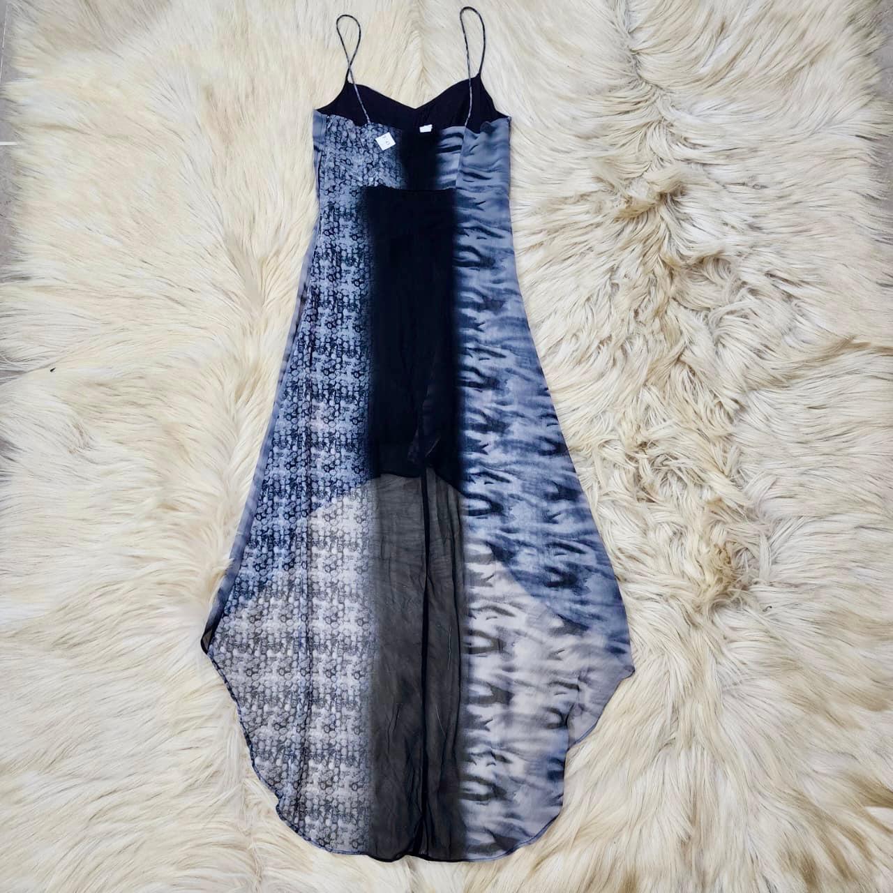 Grey And Black Abstract Print Dress