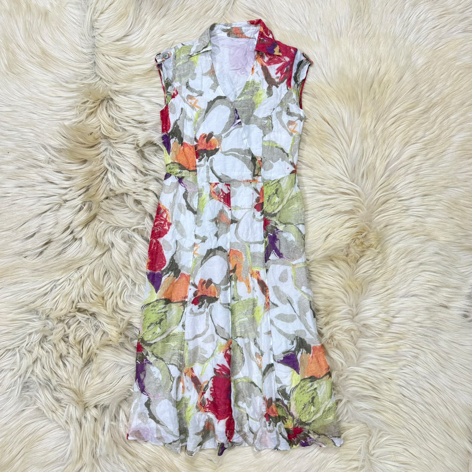 White Floral Sleeveless Dress