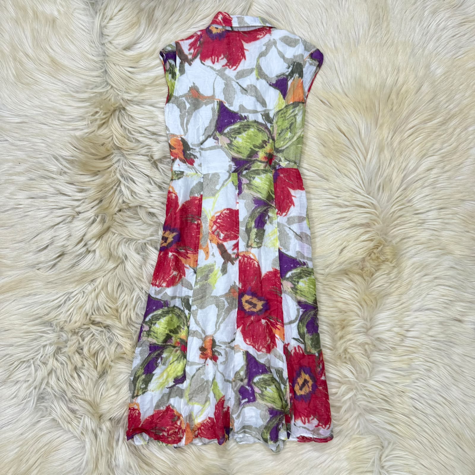 White Floral Sleeveless Dress
