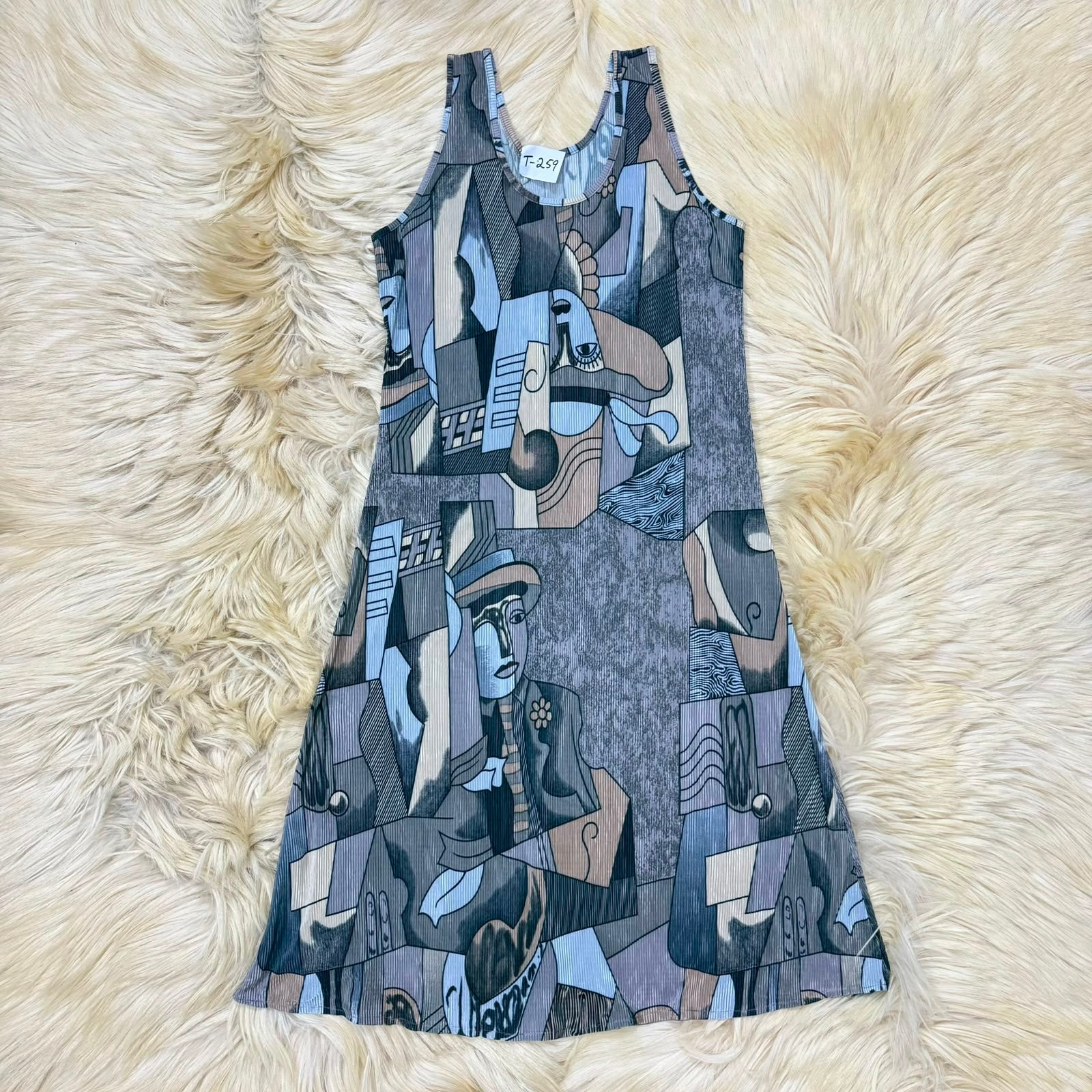Geometric Face Print Dress