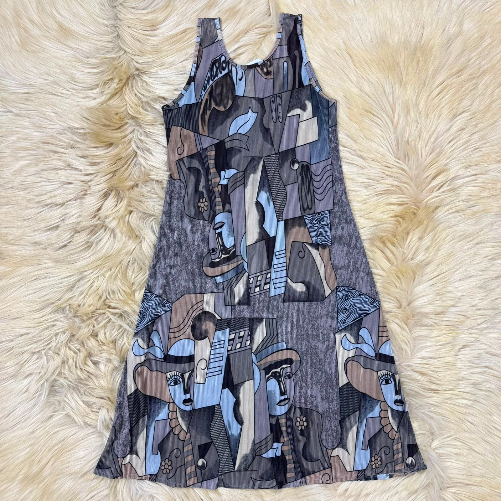 Geometric Face Print Dress