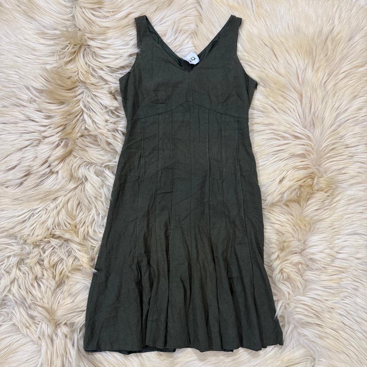 Olive Green V-Neck Dress