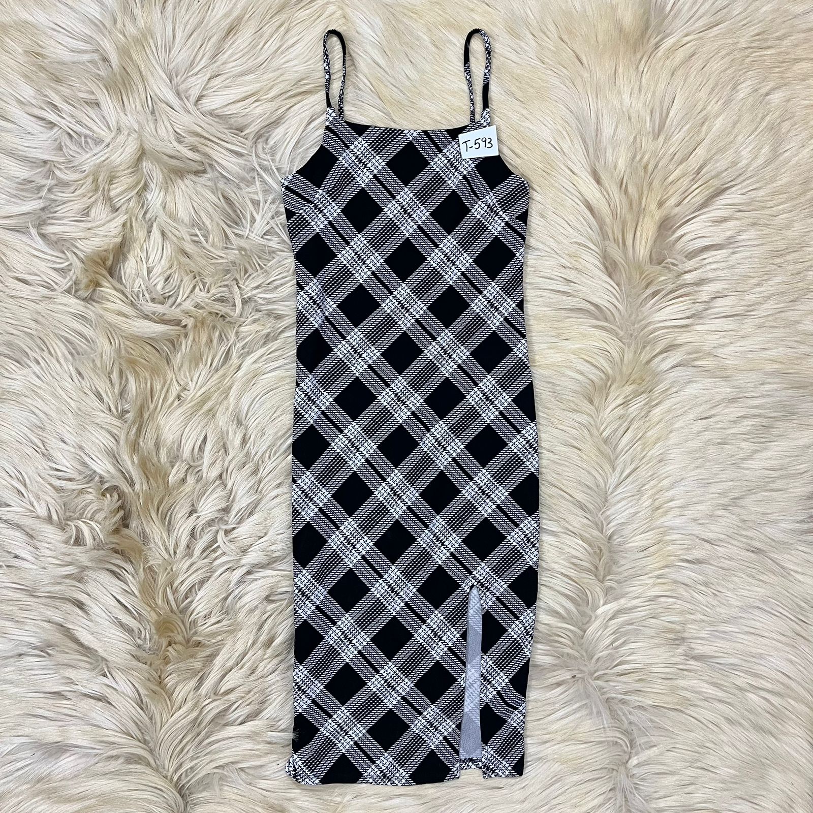 Checkered Slit Dress