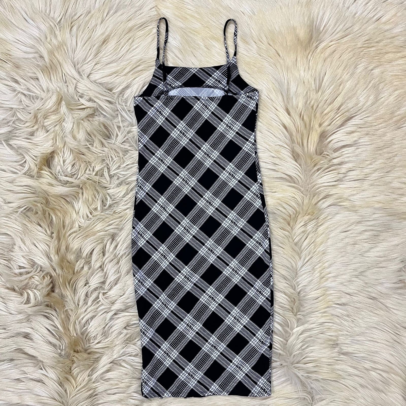 Checkered Slit Dress