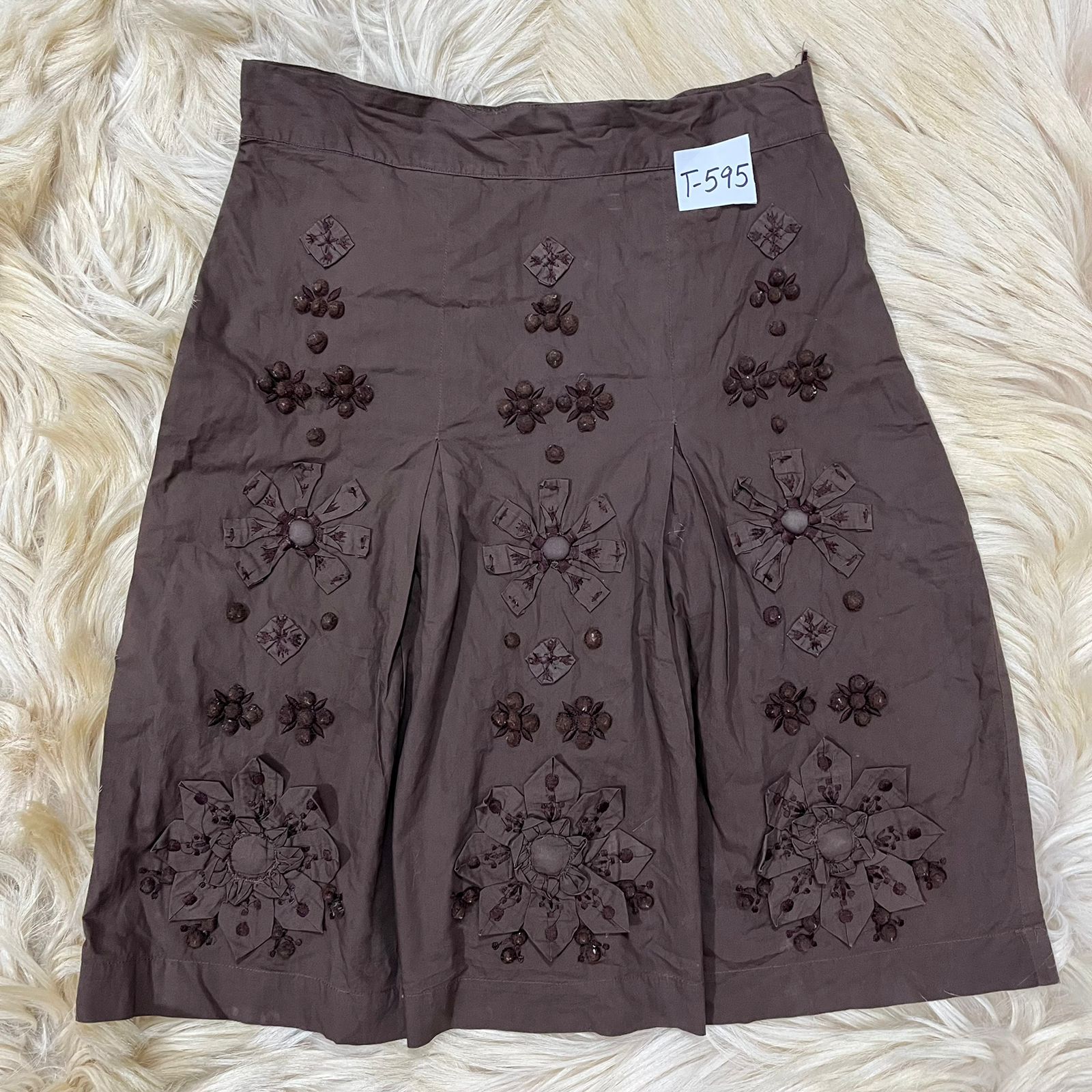 Brown Embroidered Skirt