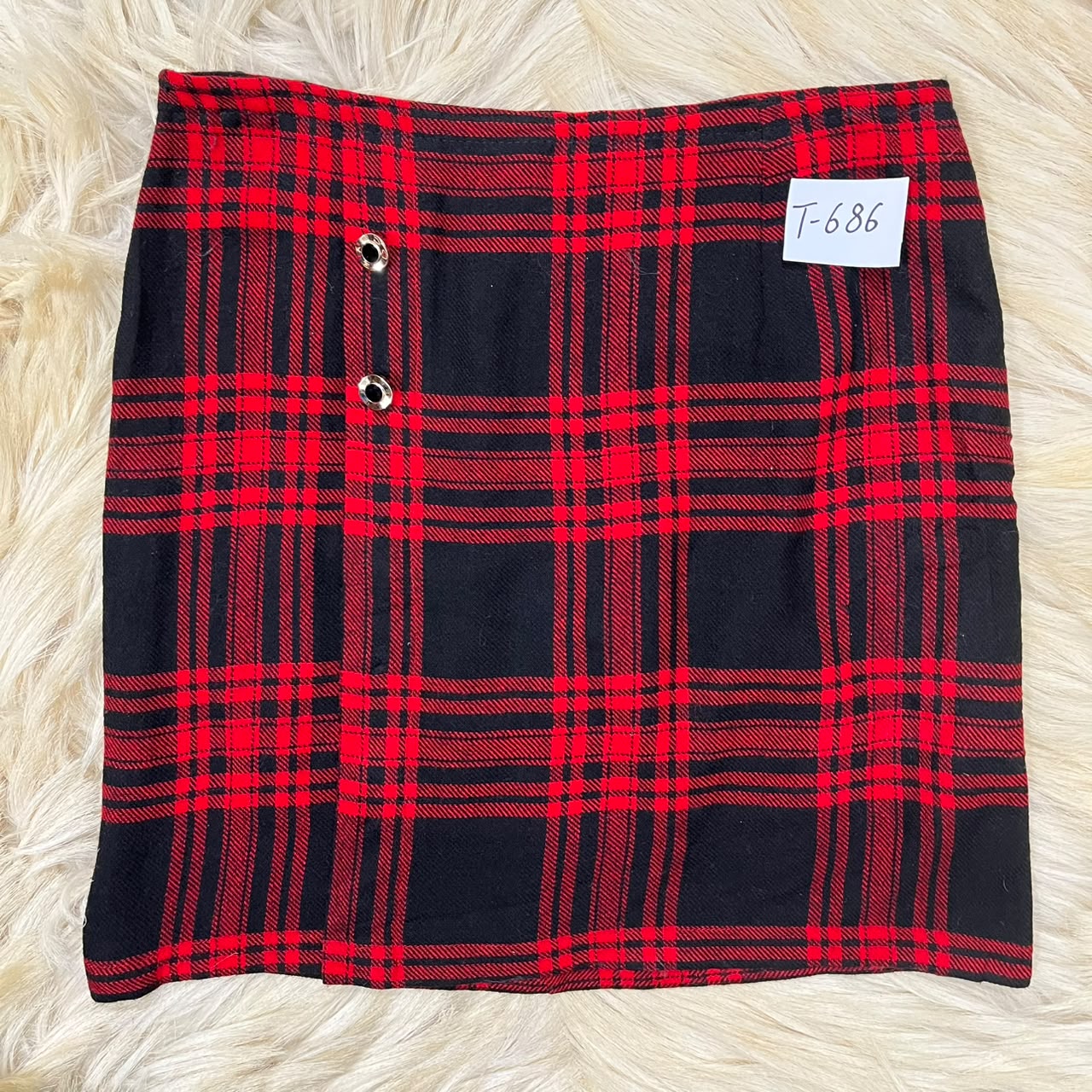 Red and black plaid mini skirt