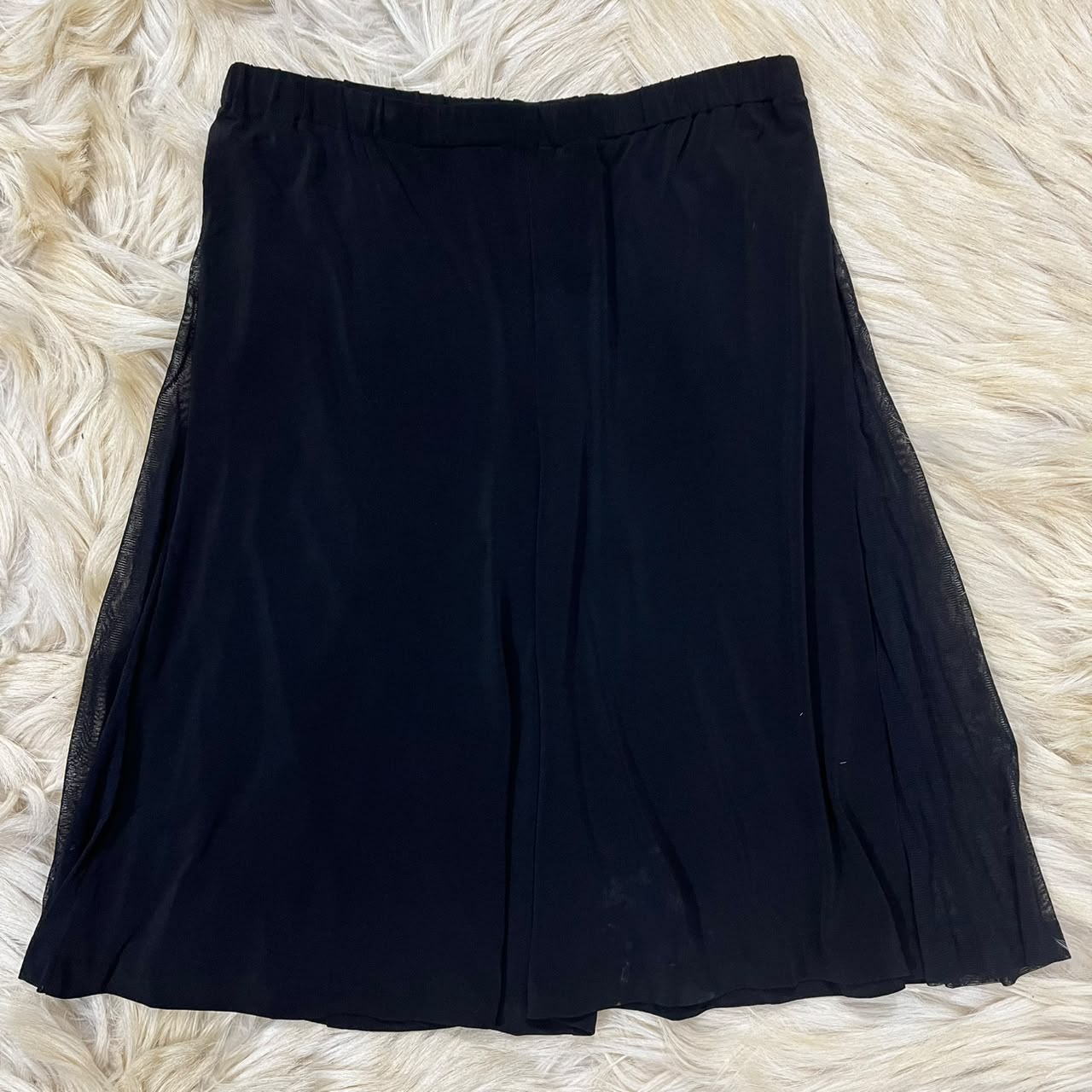 A-line skirt with sheer mesh side panels