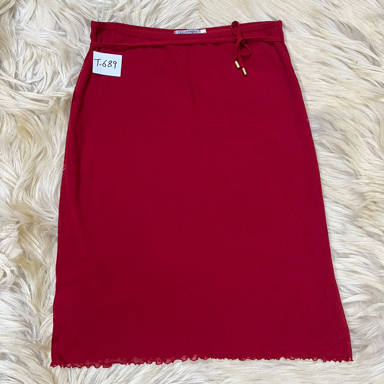 Red knit A-line skirt