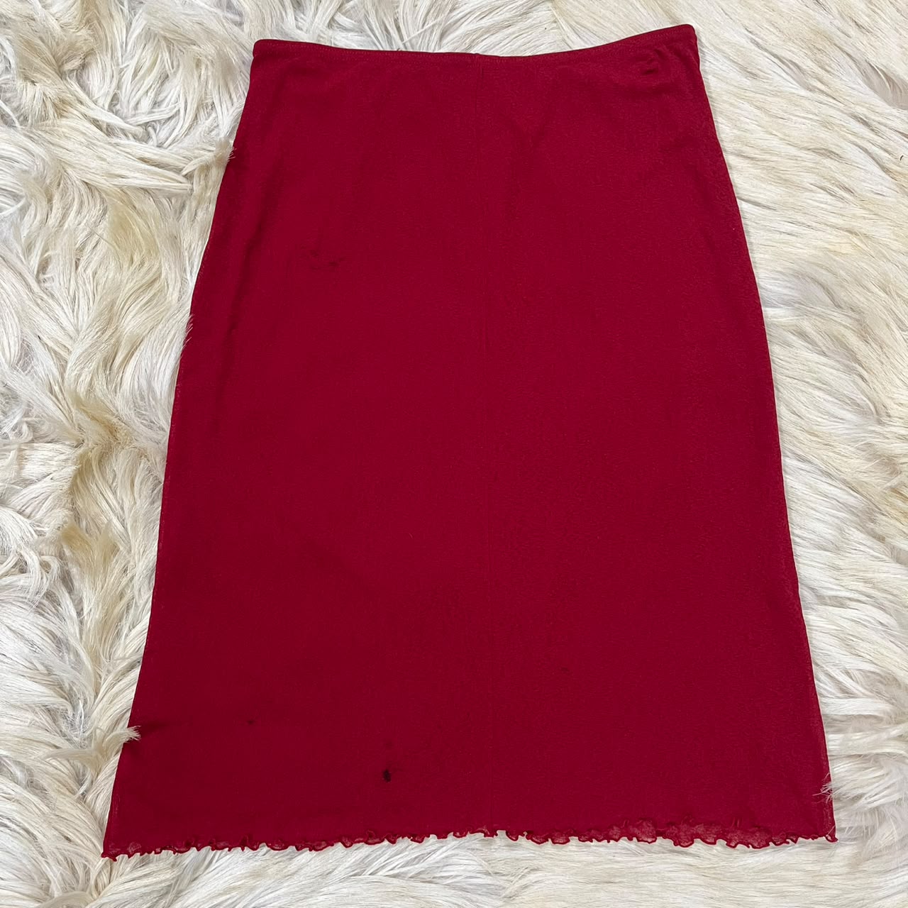 Red knit A-line skirt