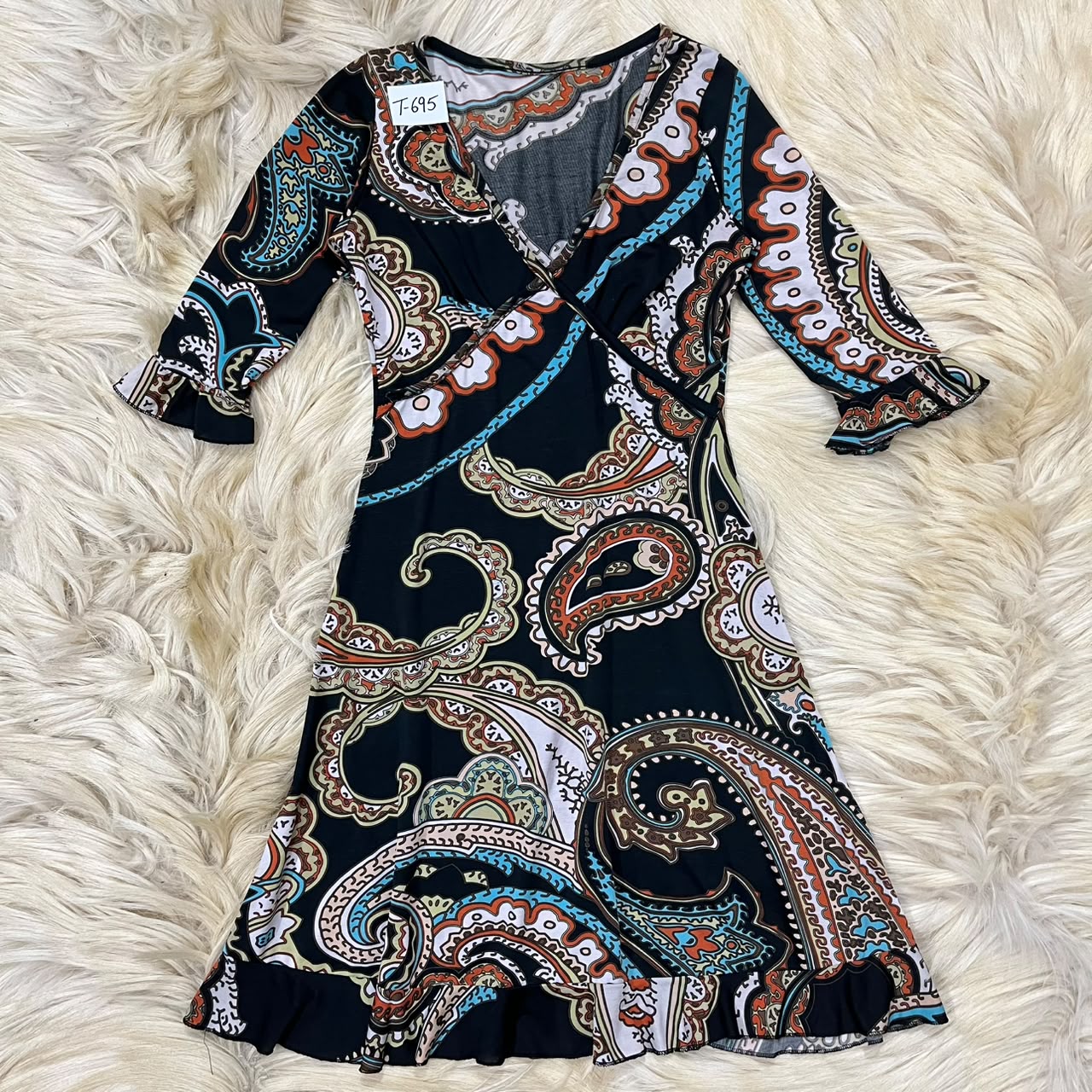 Paisley print wrap dress