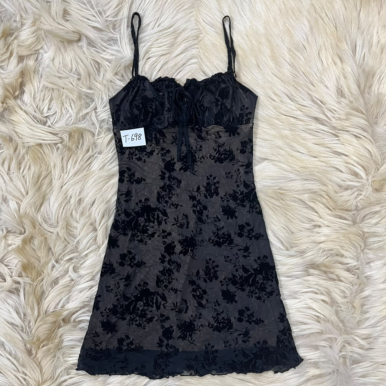 Velvet burnout mesh dress