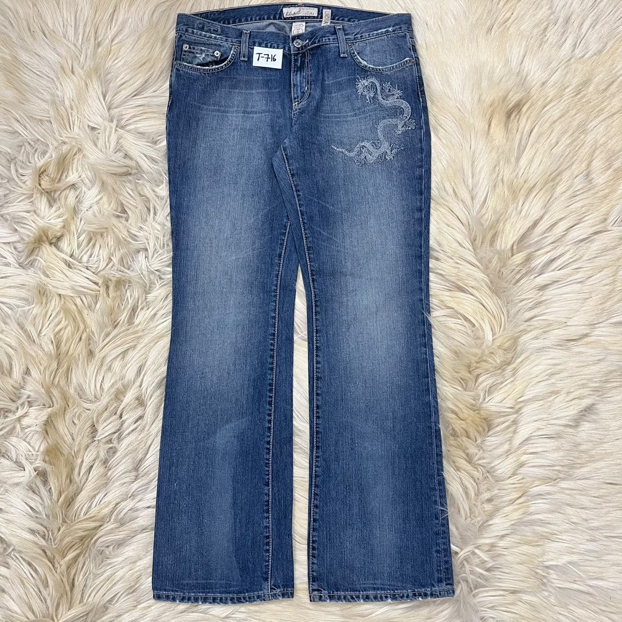 Dragon embroidered flare jeans