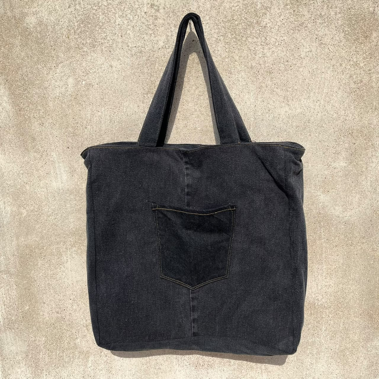 Charcoal gray canvas tote bag