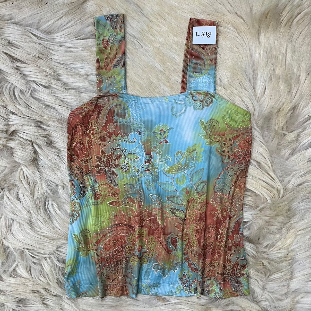Blue brown Paisley Cami