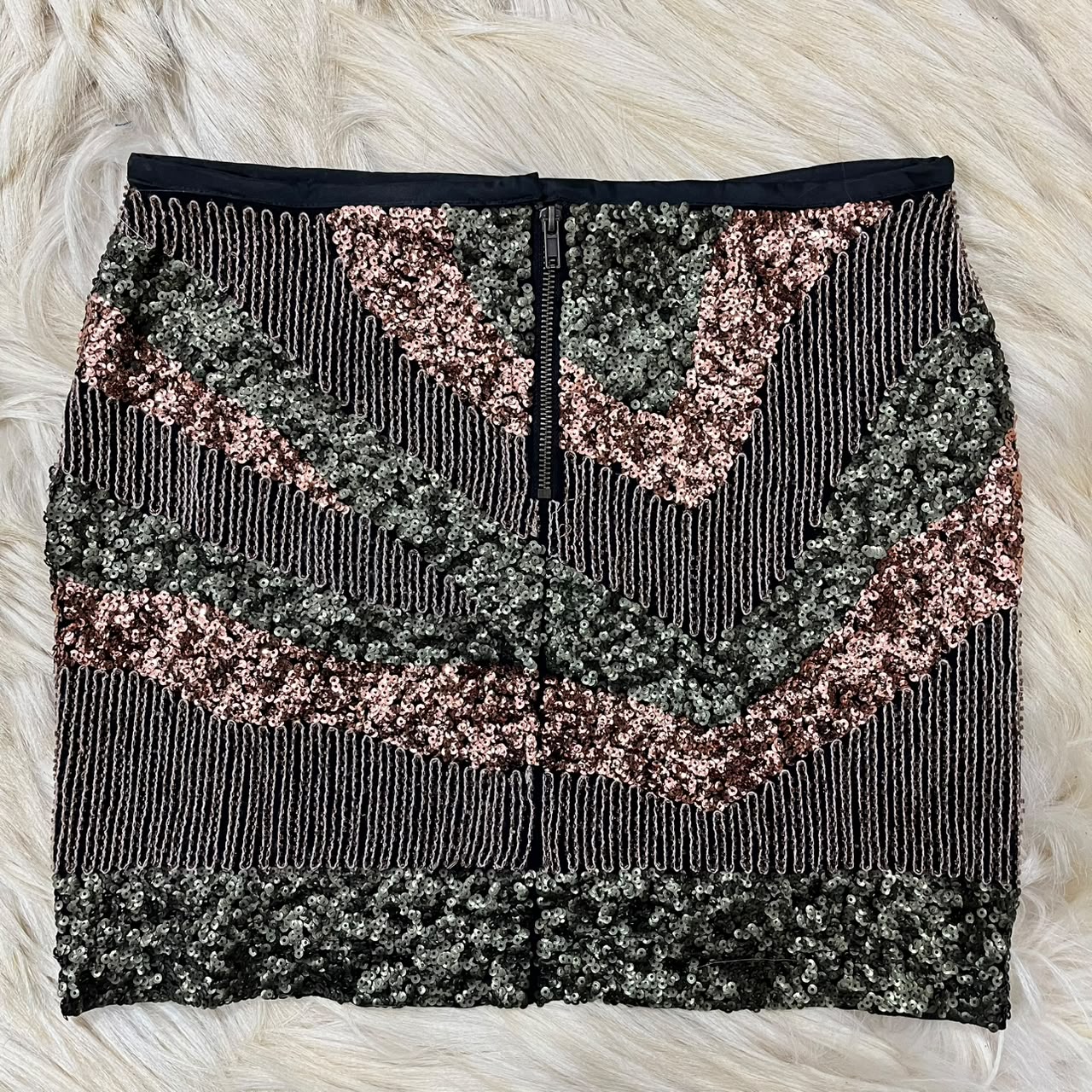 Black sequined mini skirt