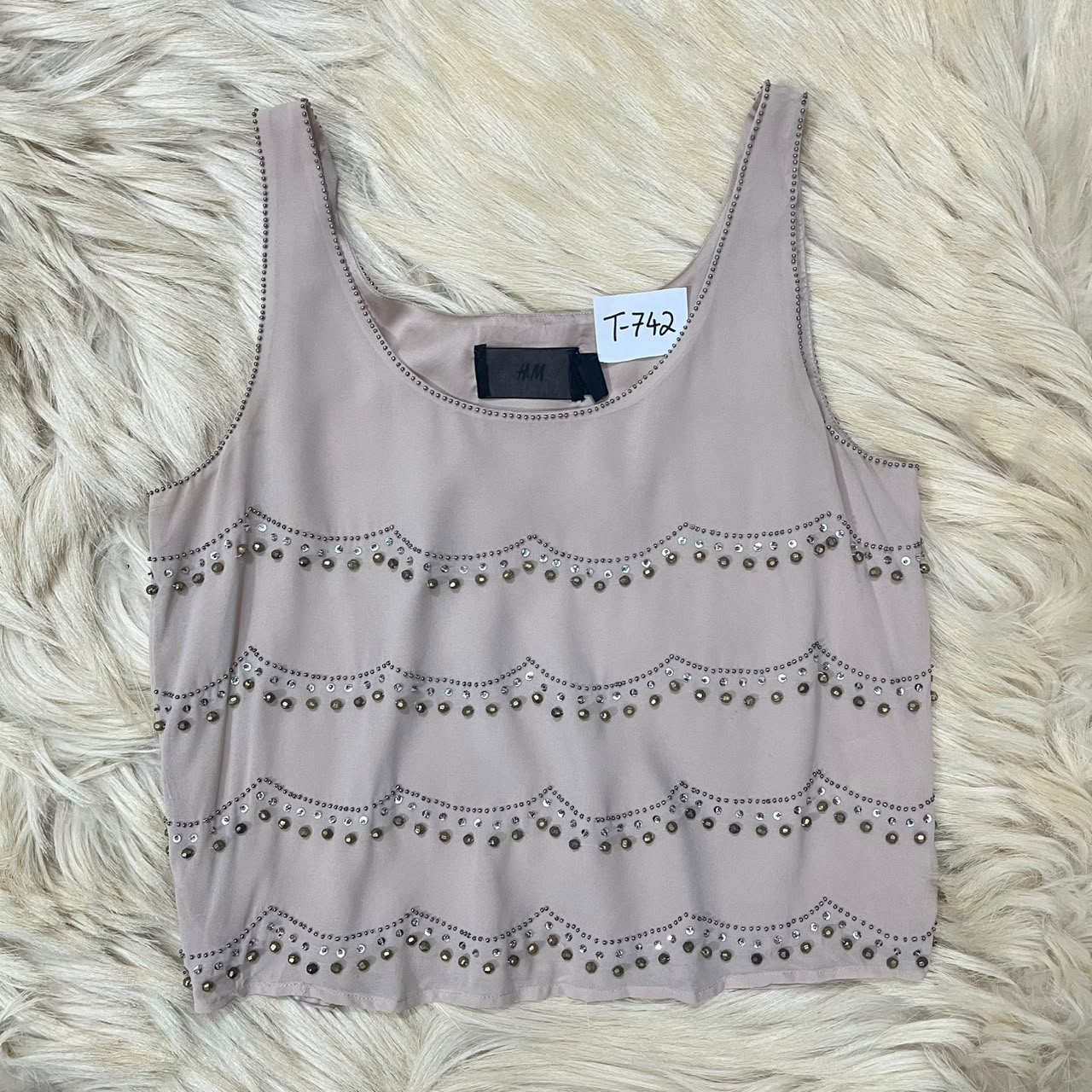 Eyelet embroidered scalloped top