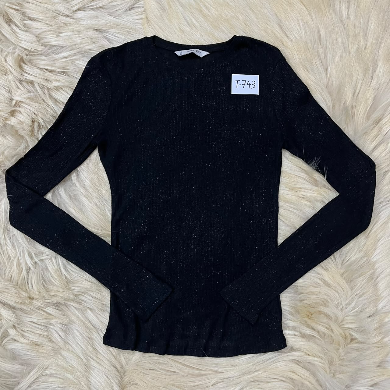 Black glitter ribbed long sleeves