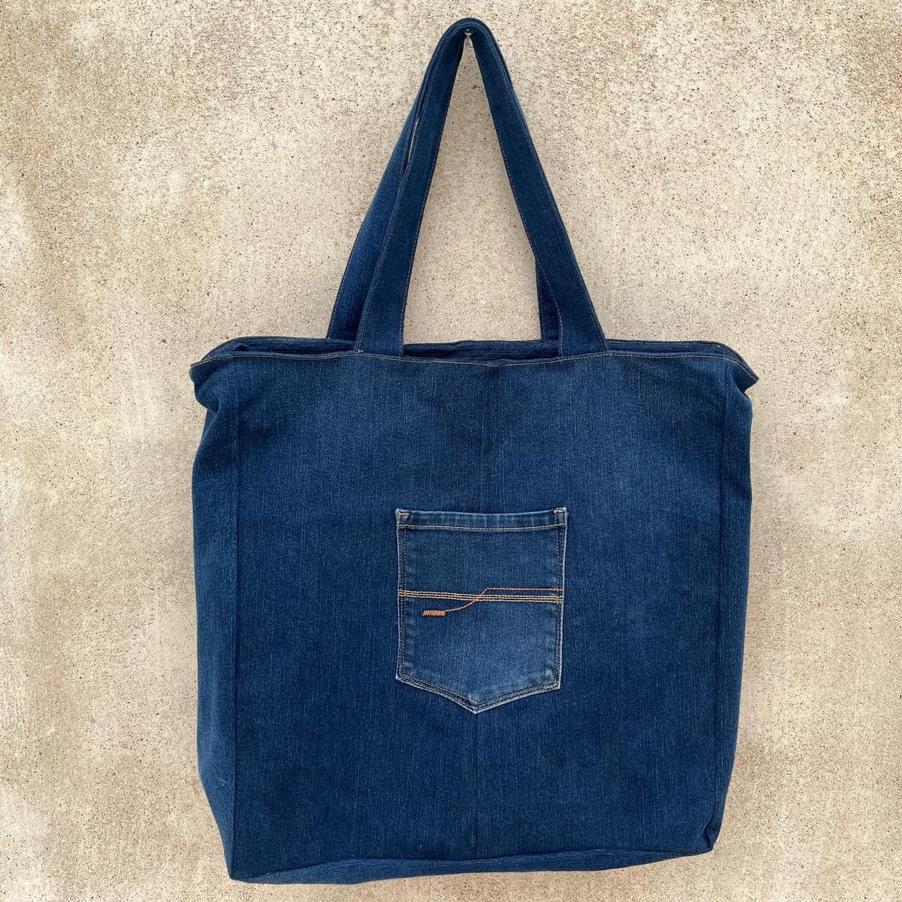 Front Pocket Denim Tote Bag