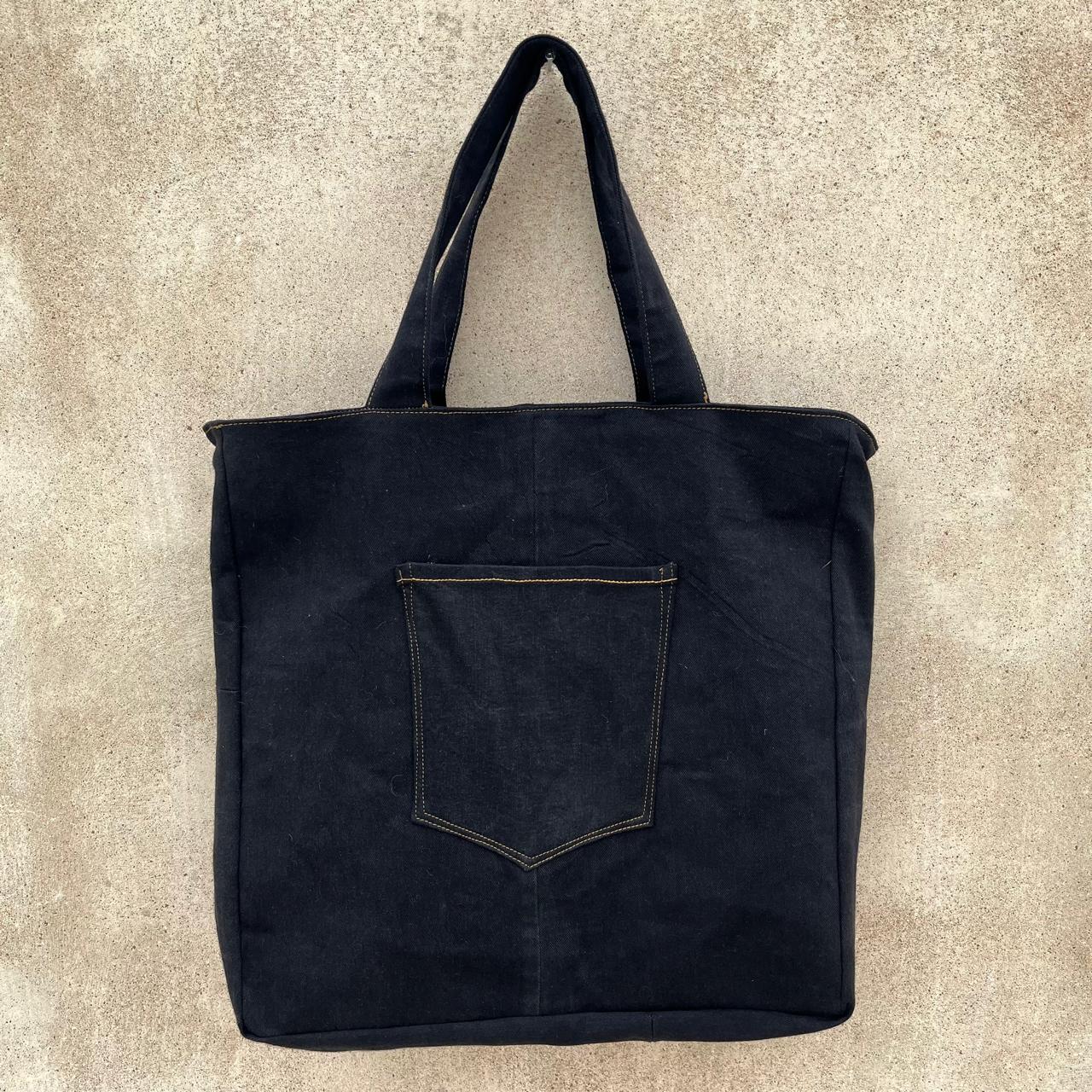 Black Denim Tote Bag