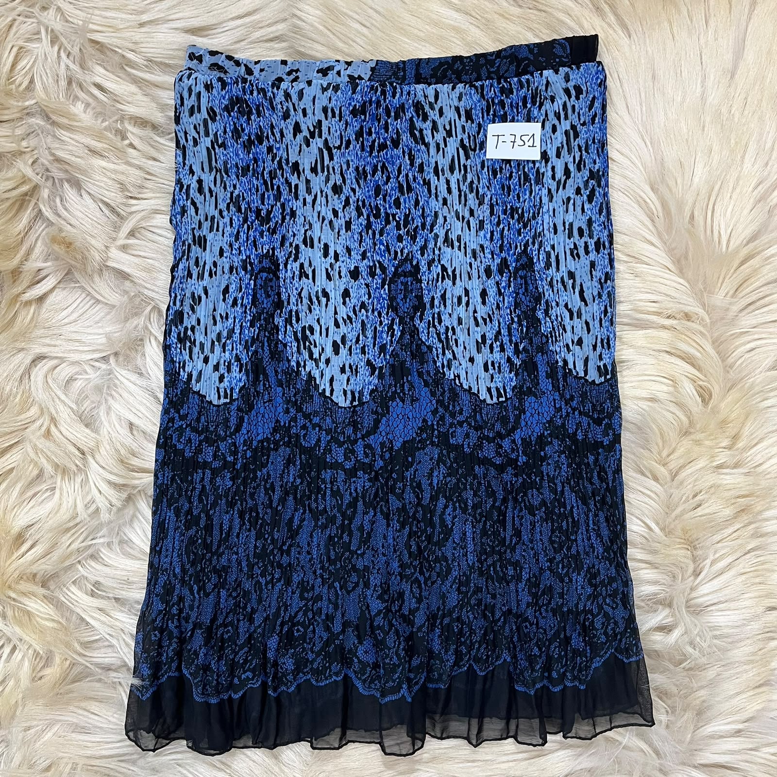 Blue and black patterned skirt