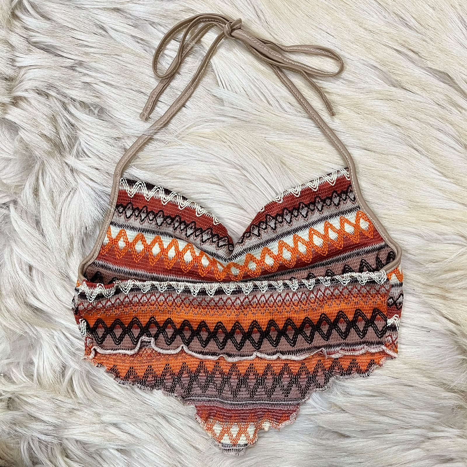 Tribal Knit Bandana Halter Top