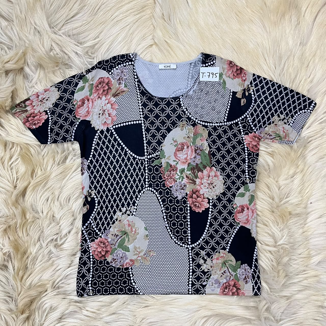 Floral Patchwork Mesh Top