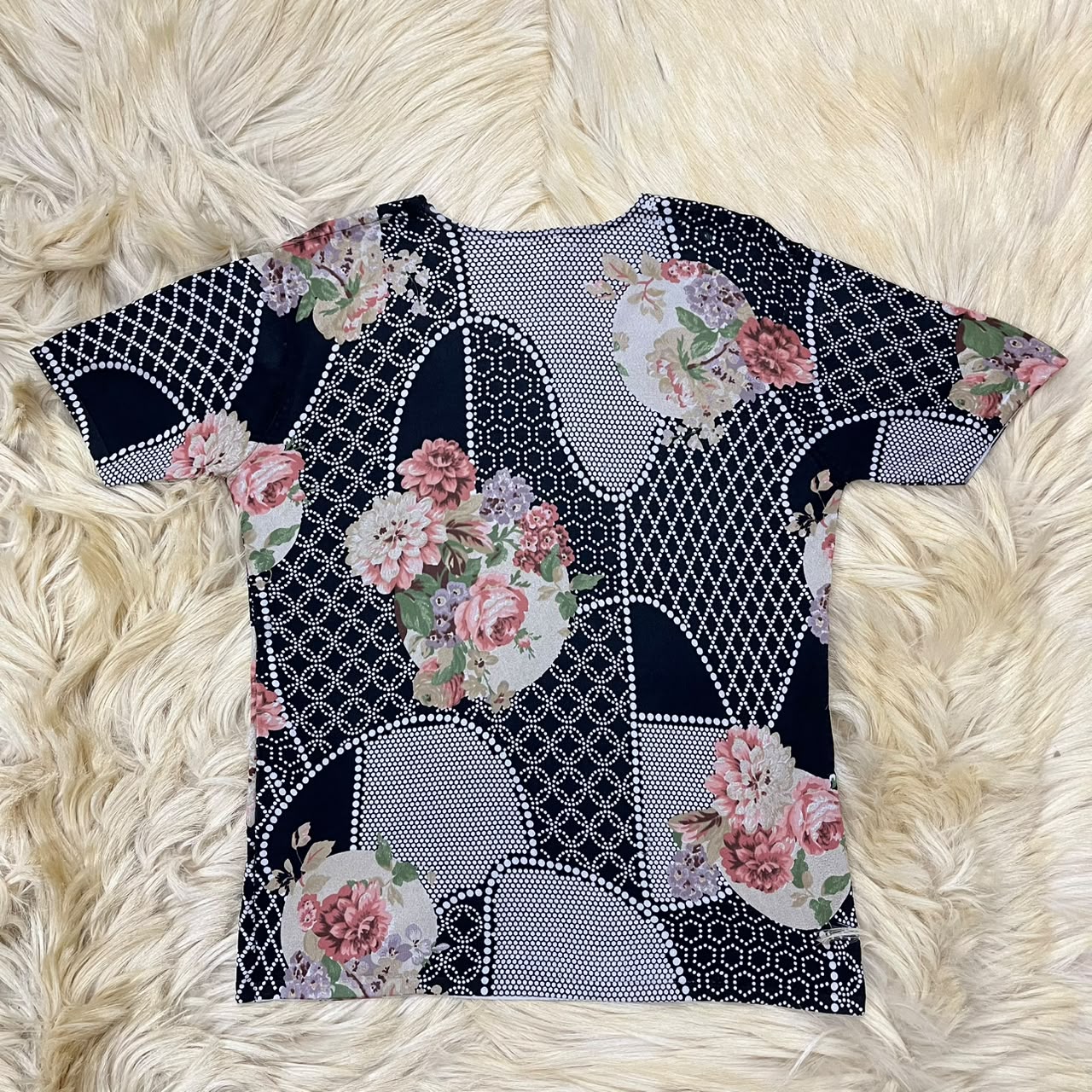 Floral Patchwork Mesh Top
