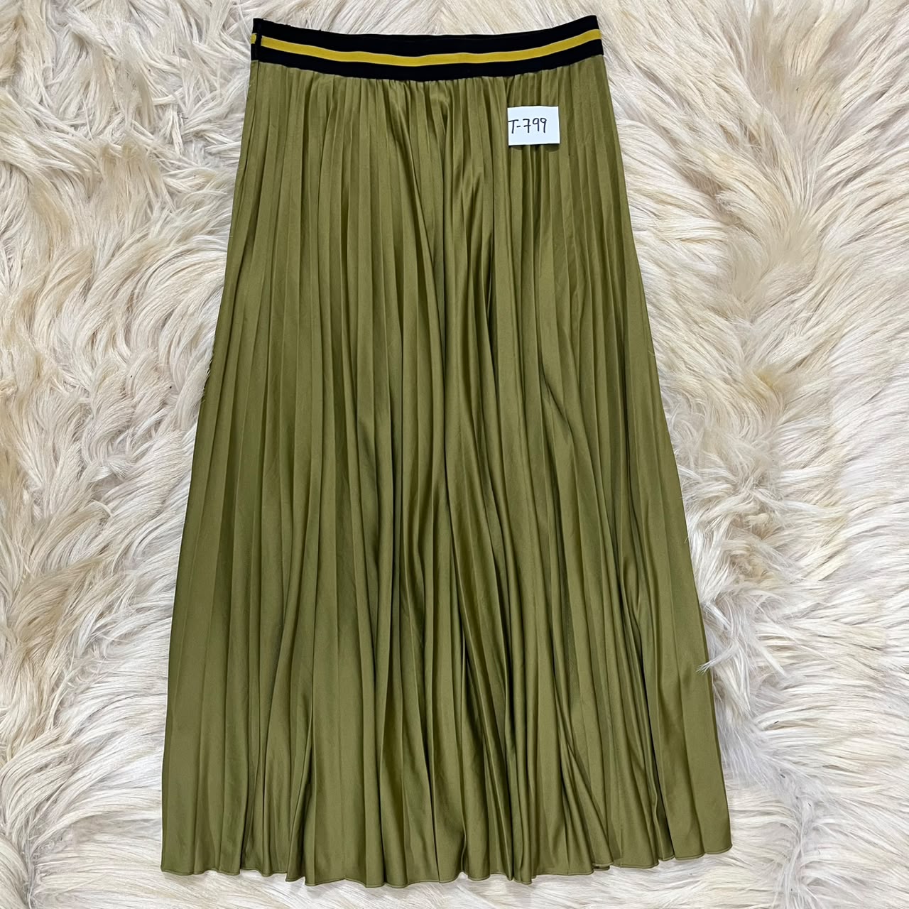 Olive Green Pleated Skirt