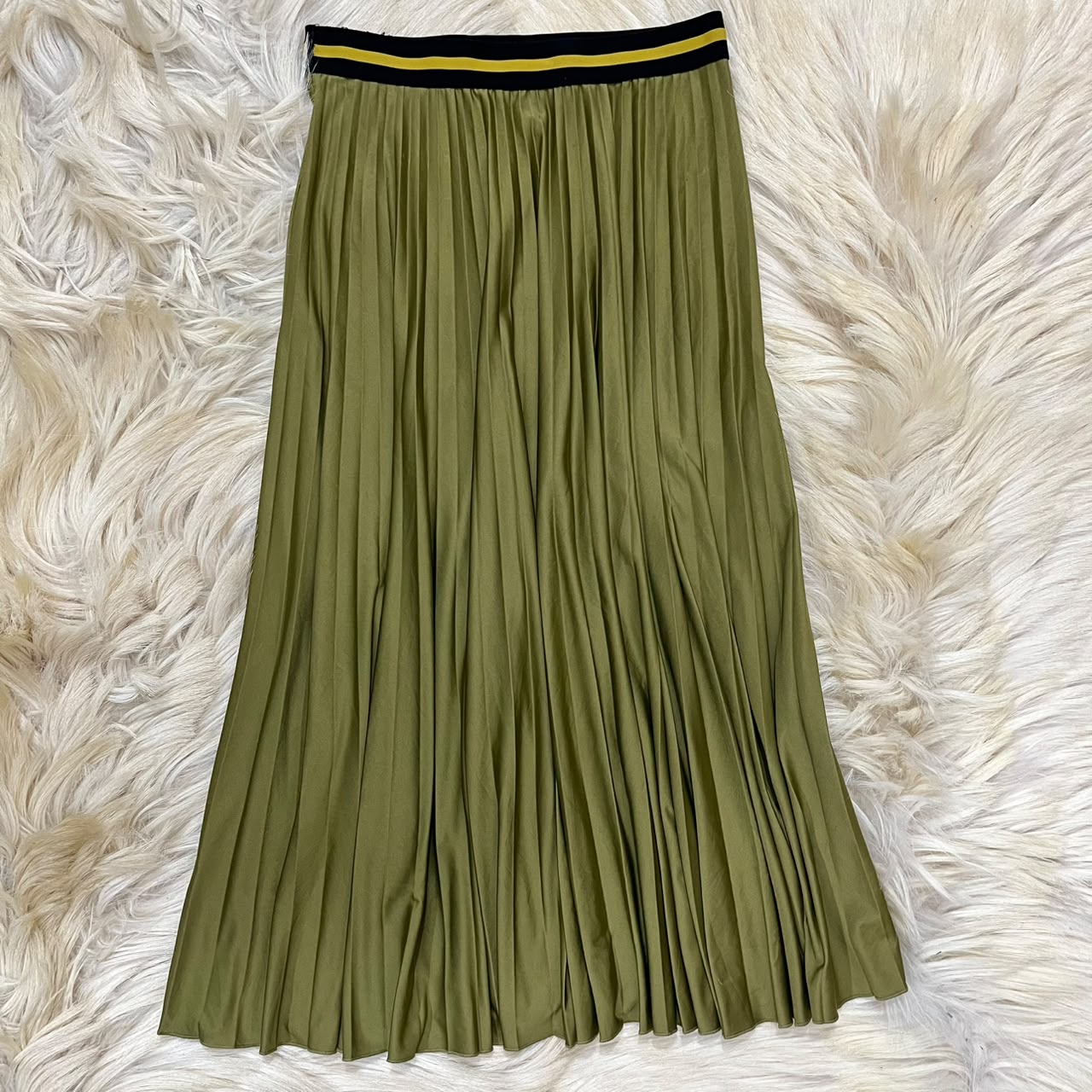 Olive Green Pleated Skirt