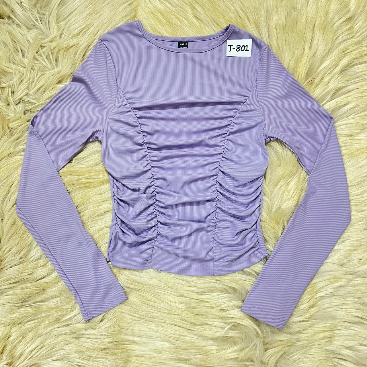 Lavender Long-Sleeve Ruched Top