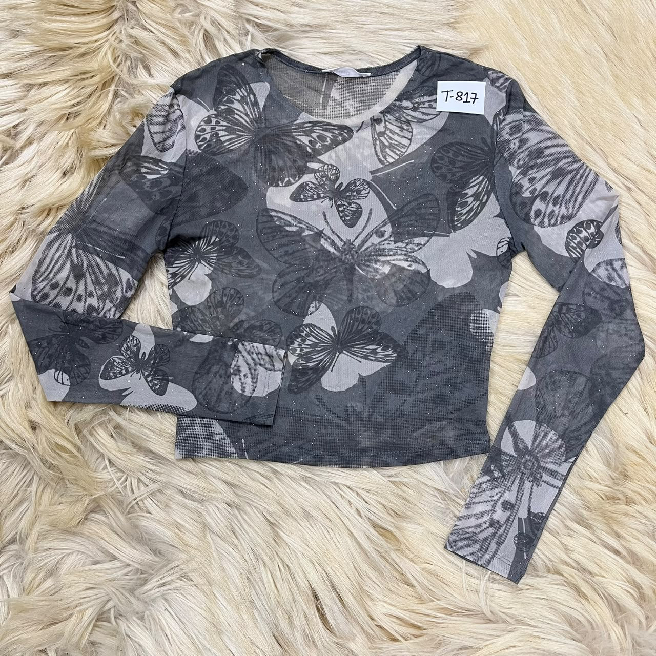 Butterfly Mesh Crop Top