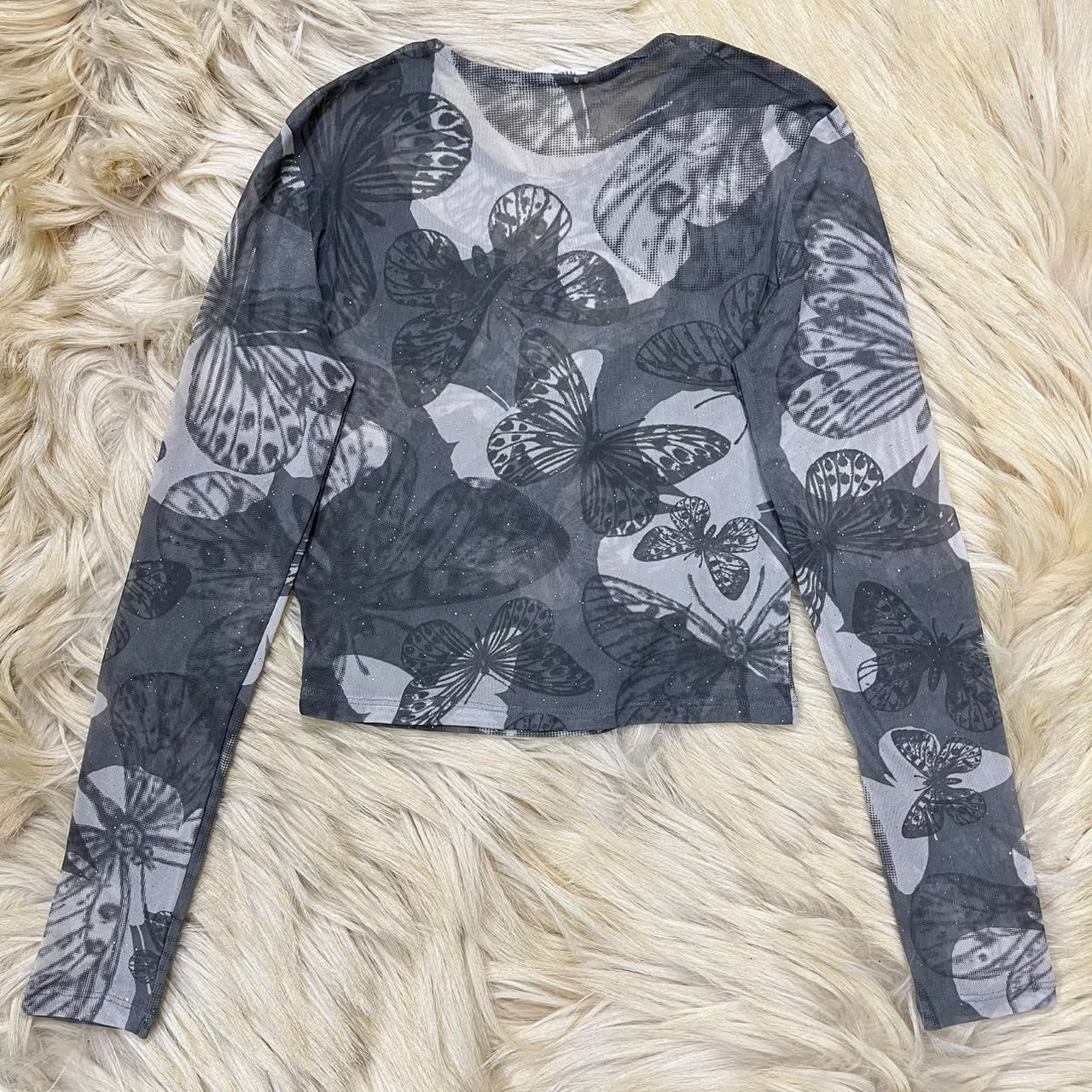 Butterfly Mesh Crop Top