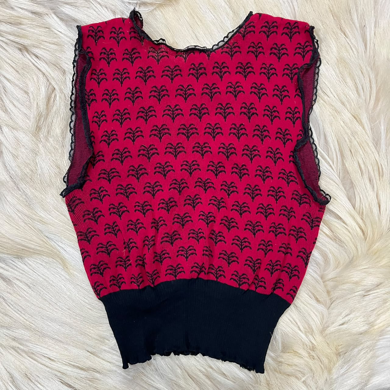 Red And Black Sweater Vest Top