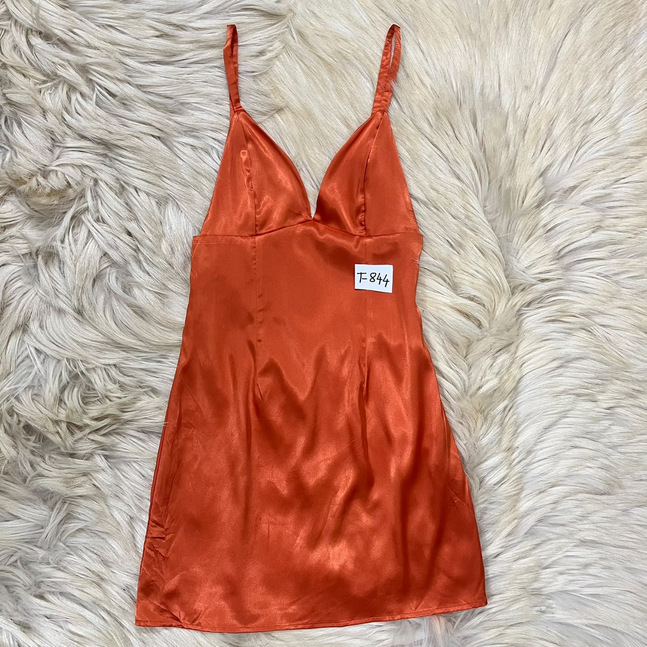 Orange Satin Slip Dress