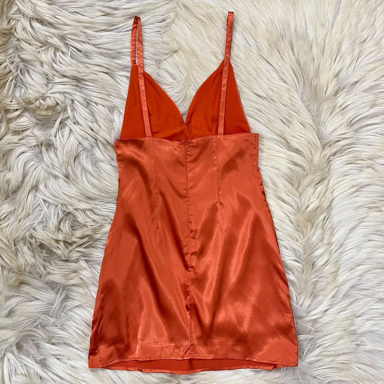 Orange Satin Slip Dress