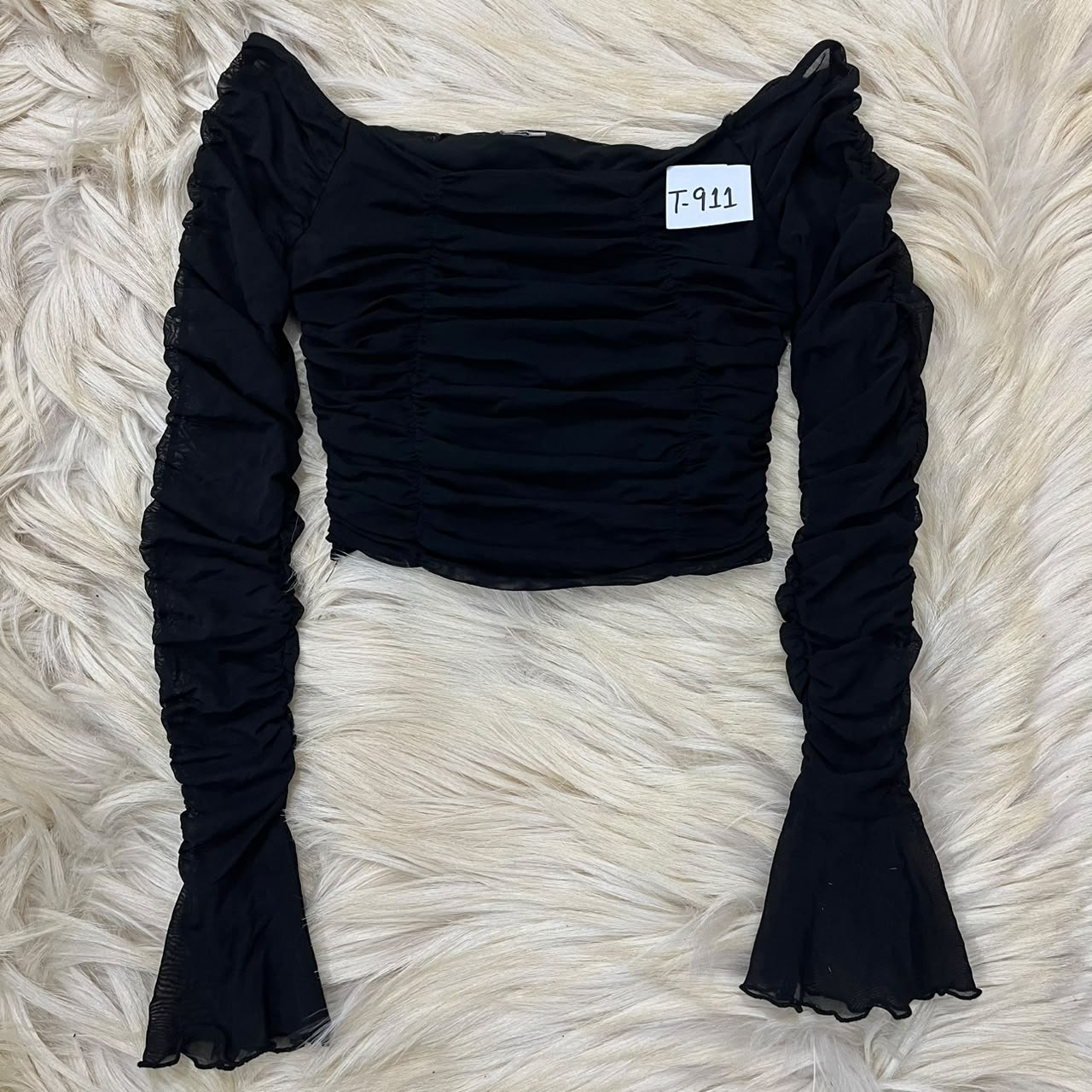 Off-Shoulder Long-Sleeve Crop Top