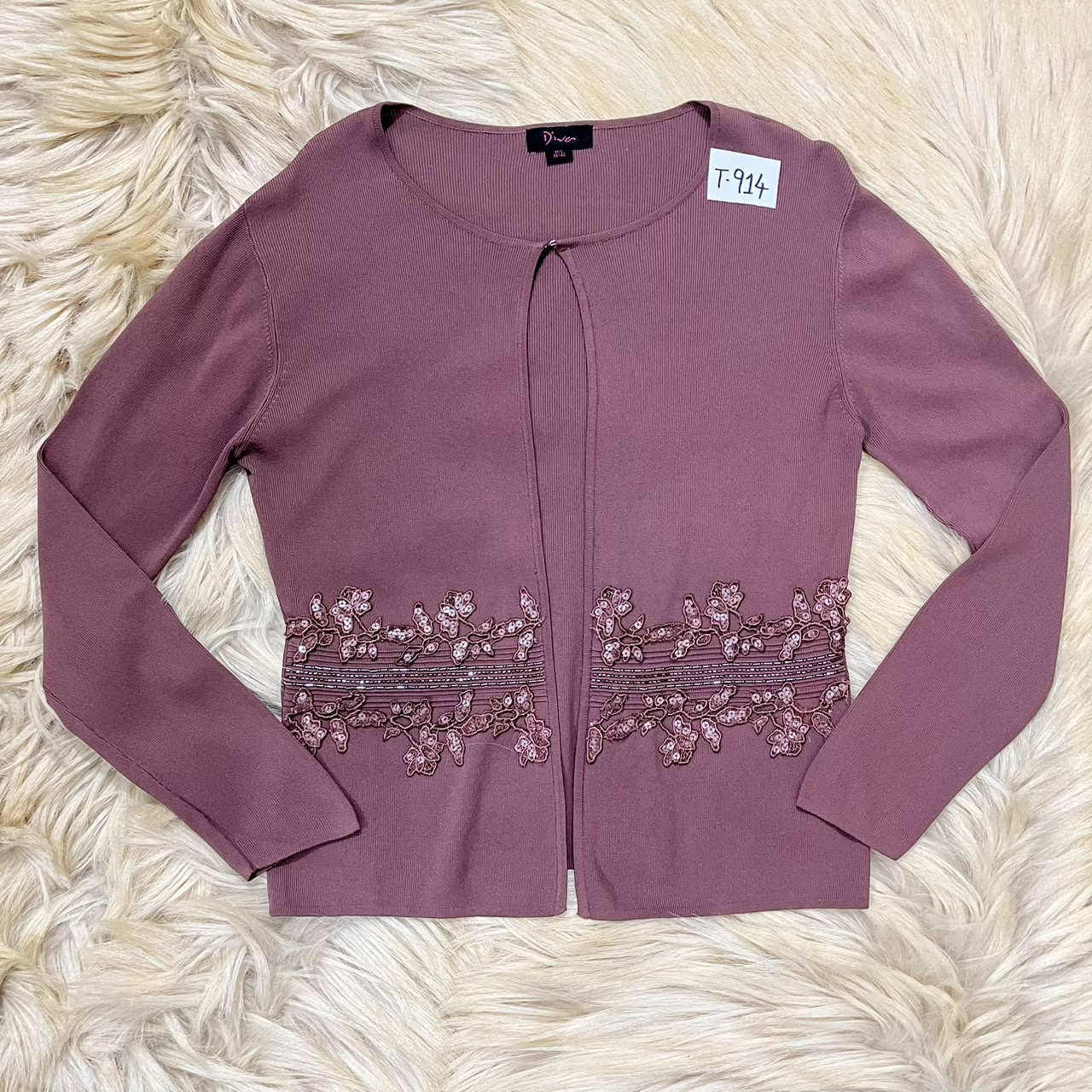 Mauve Embellished Cardigan